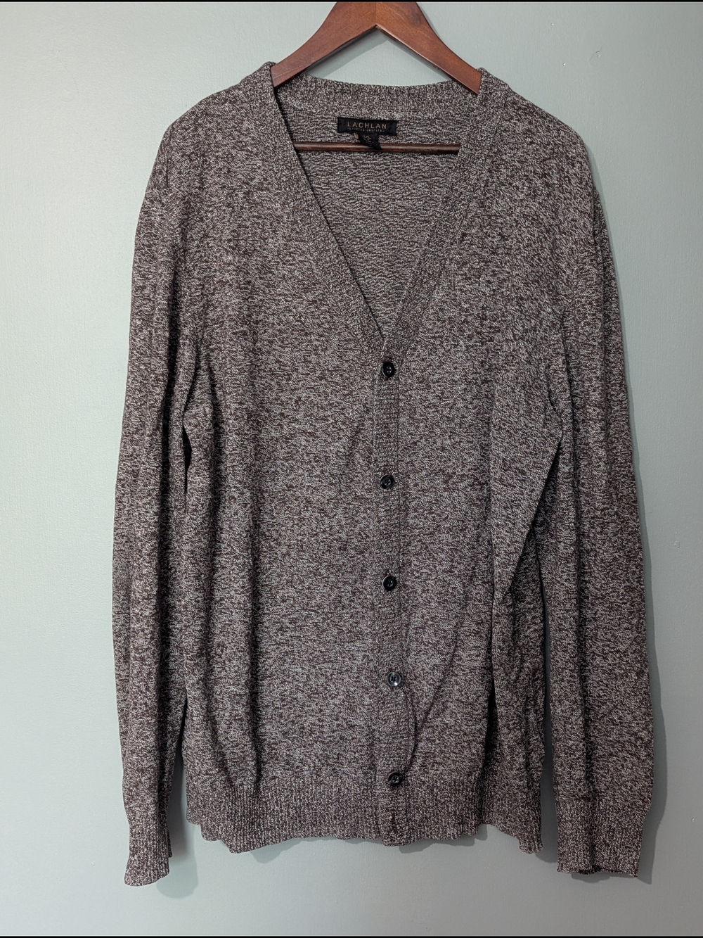 Lachlan Super Smooth Men's Heather Brown V-Neck Button Cardigan Dark Academia
